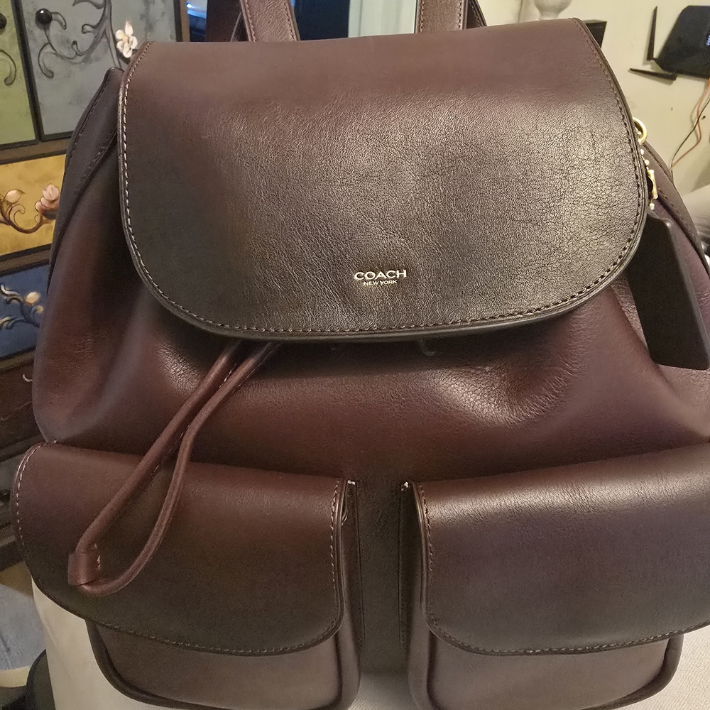 Coach Dark Brown Leather Backpack - Picture 6 of 8